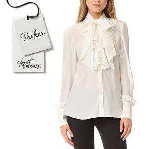 NWT . parker . elaine blouse . ivory/white . small